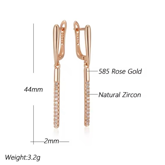 Glossy Long Dangle Gold Bling Earrings - Picture 4 of 6